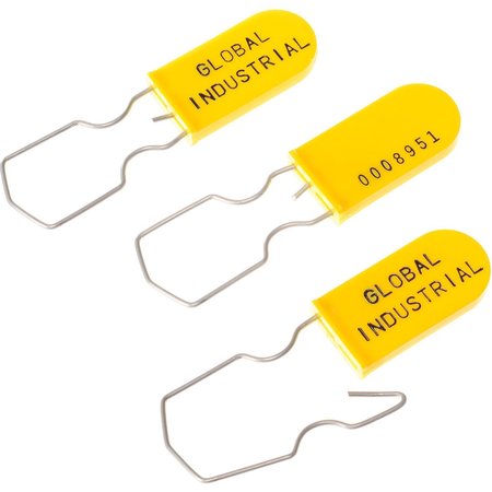 GLOBAL INDUSTRIAL Padlock Seal With Wire Hasp, Yellow, 1000PK 670485YL